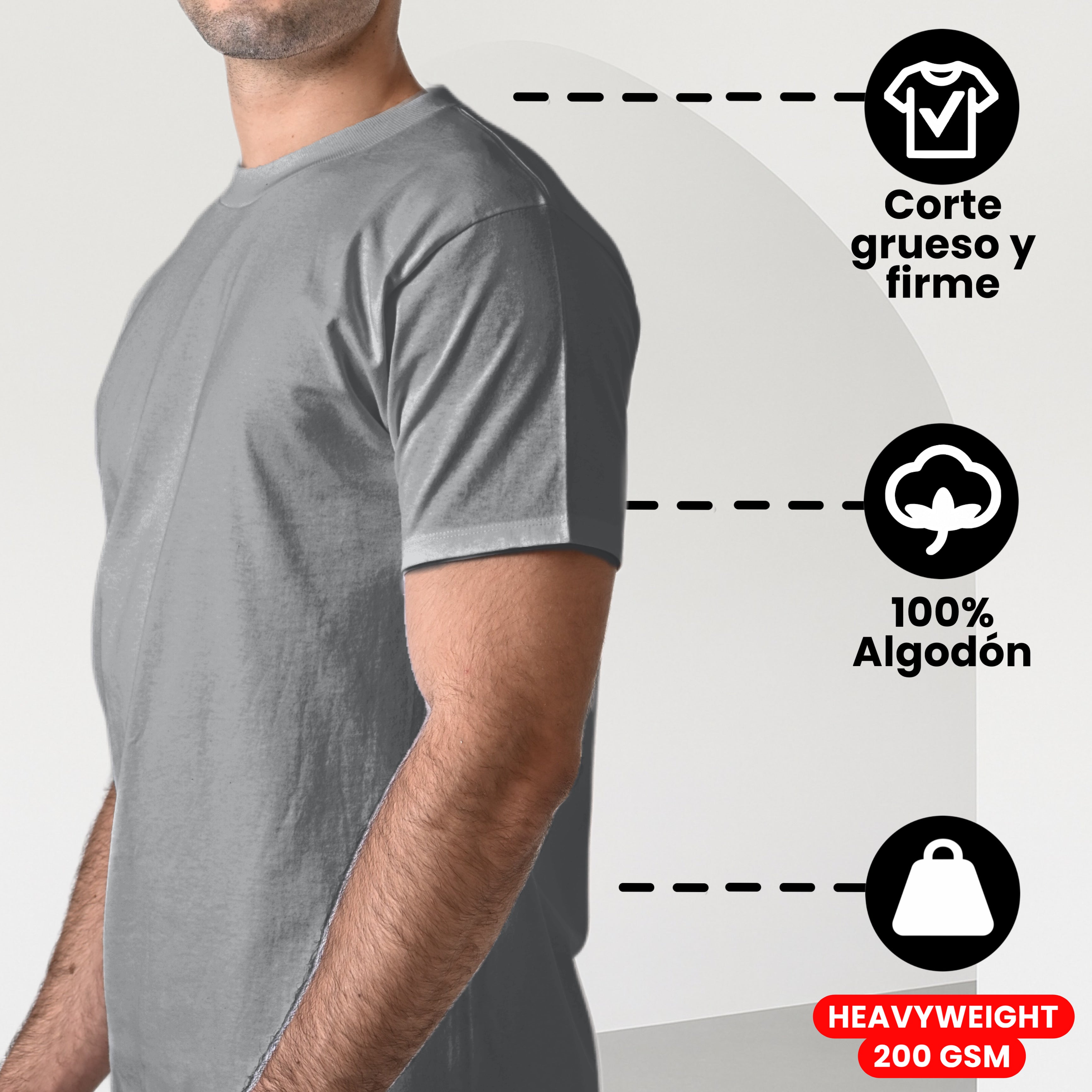 5 Pack Playera HeavyWeight Manga Corta Hombre